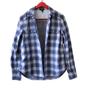 PAIGE Cotton Flannel Plaid Button Down Shirt S